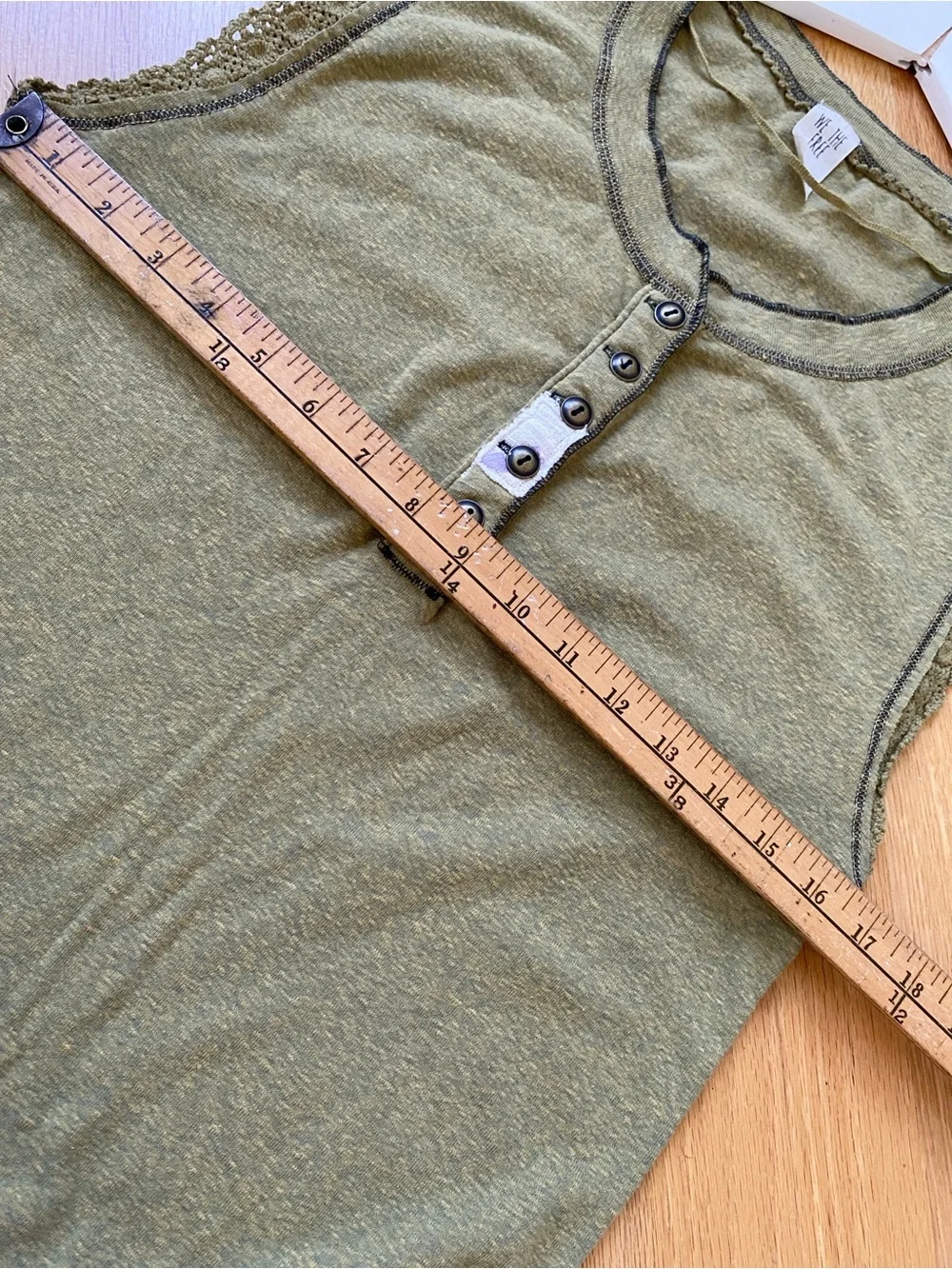 Free People We the Free Last Stop Sleeveless Olive Henley Lace-Trim Tank